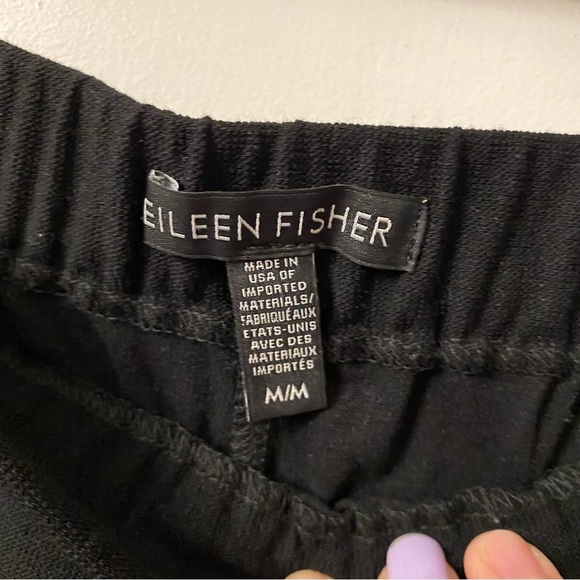 EILEEN Fisher Tie-Front Overlay Crop Pants Black Viscose Skirted Pull On - Picture 11 of 14